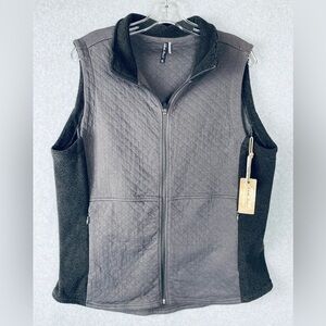 Men's Black and Gray Quilted Vest
